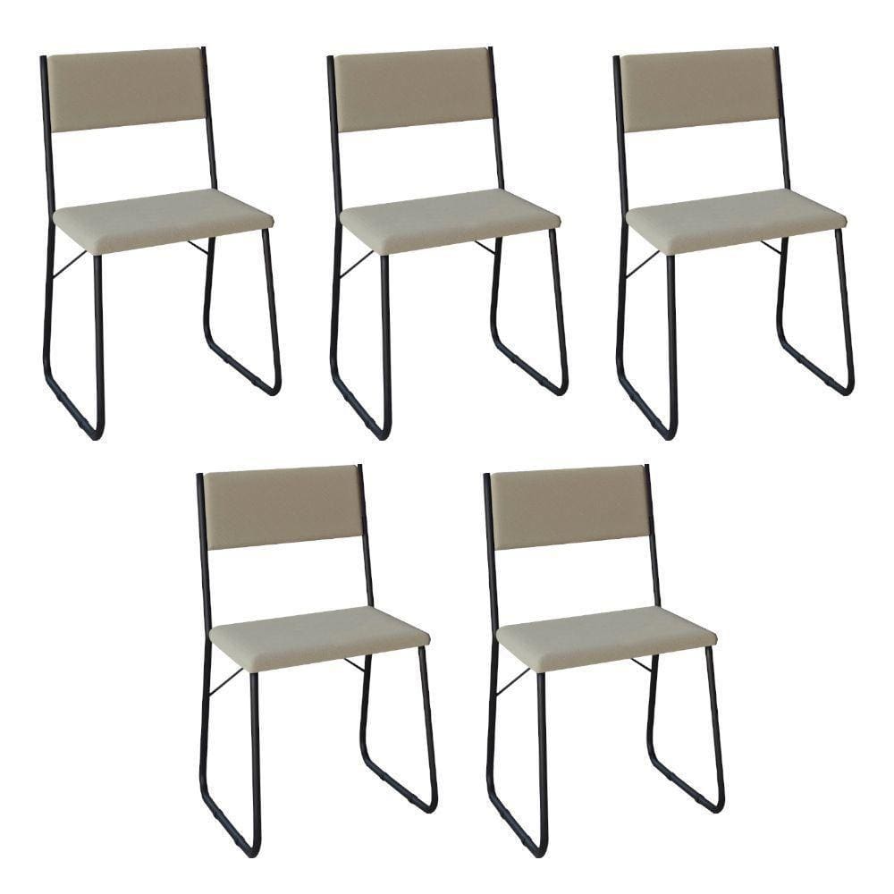 Kit 5 Cadeiras De Jantar Estofadas Angra - Bege - Cor: Bege