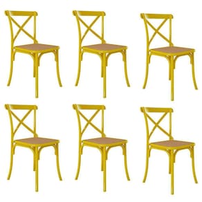 Kit 6 Cadeiras Katrina X Amarela Assento Bege Asturias Aço - Cor: Amarelo