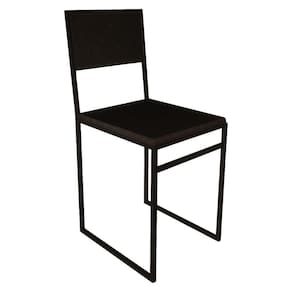 Cadeira De Jantar Industrial Assento Estofado Veludo Preto Isa - Cor: Preto