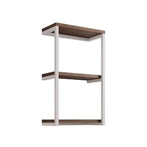 Nicho De Parede Industrial 3 Prateleiras Milão - Branco E Imbuia - Cor: Preto