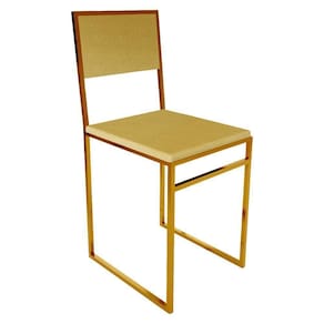 Cadeira De Jantar Industrial Isa Assento Estofado Veludo Bege Base Cobre - Cor: Bege