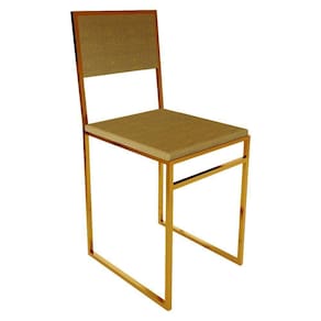 Cadeira De Jantar Industrial Isa Assento Estofado Veludo Marrom Base Cobre - Cor: Marrom