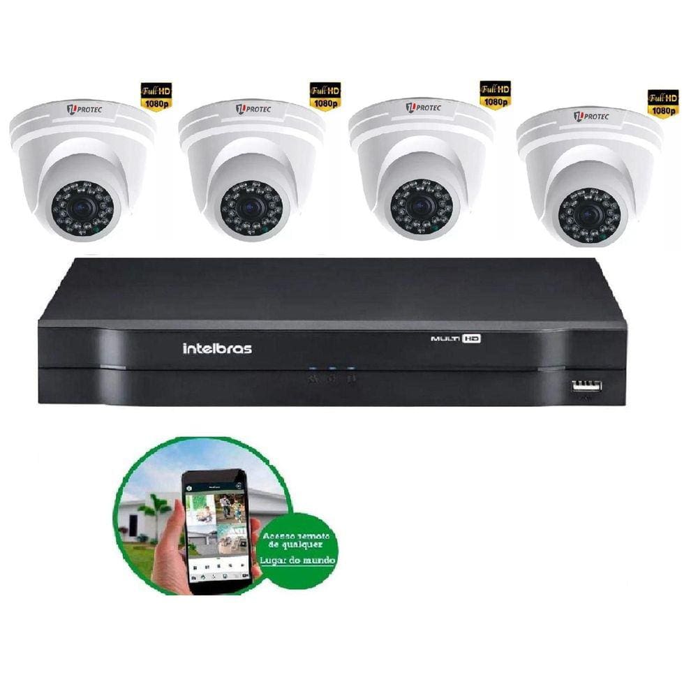 Kit 4 Câmeras De Segurança 2 MP Full Hd 1080p Dvr Intelbras mhdx Full Hd