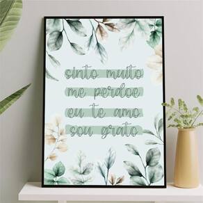 Quadro Sinto Muito Me Perdoe- Folhas 33X24Cm - Com Vidro
