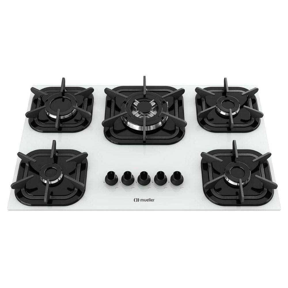 Cooktop Mueller 5 Bocas com Queimador Tripla Chama G5 Branco - Bivolt - Bivolt