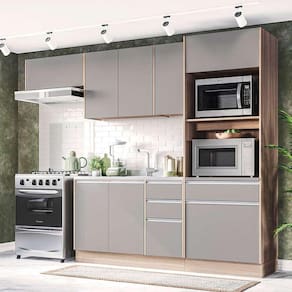 cozinha compacta campanele 8 pt 4 gv castanho e cinza