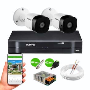 Kit 2 Câmeras de Segurança VHC 1120B HD 720p DVR MHDX 4 Canais Intelbras C/cabos conectores