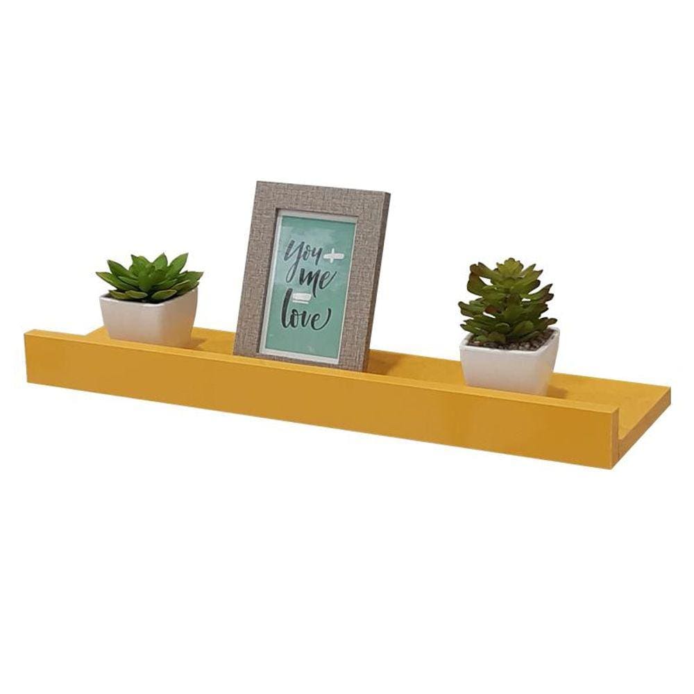 Prateleira Porta Quadros 50 x 15cm Amarela Suporte Invisível