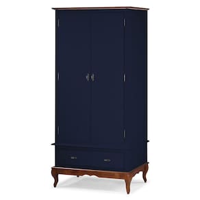 Guarda Roupa Solteiro 2 Portas 1 Gaveta 60406 Linz Móveis - Azul Petróleo/Imbuia