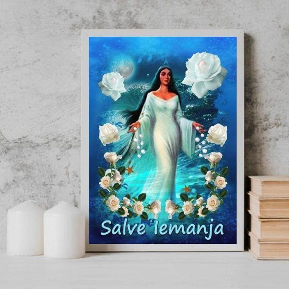 Quadro Decorativo Salve Iemanjá 24X18Cm - Com Vidro