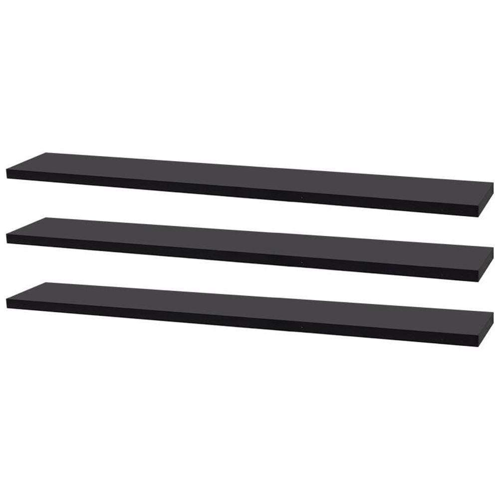 Kit 3 Prateleiras 50 x 10cm Preta Suporte Invisível