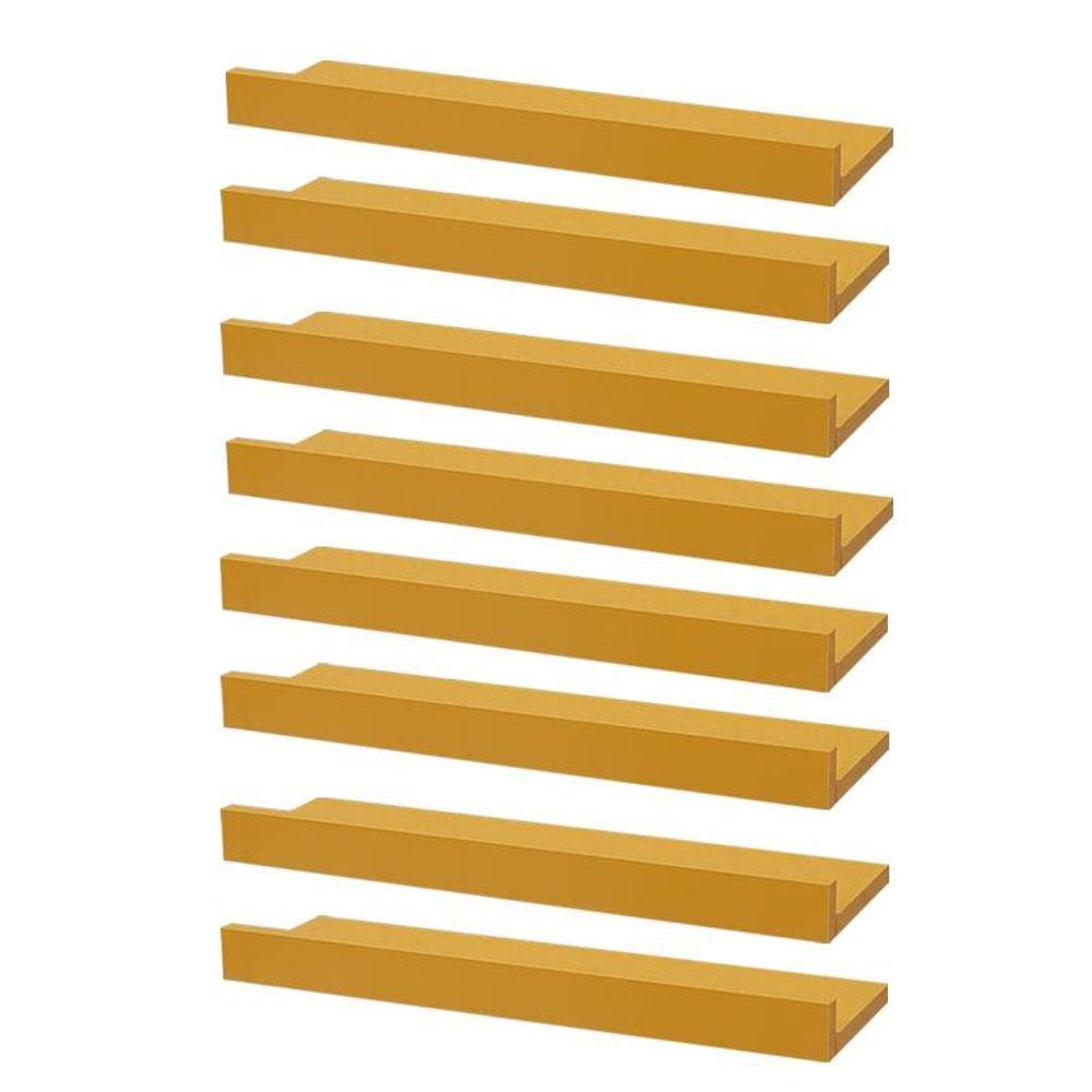 Kit 8 Prateleiras Porta Quadros 60 x 10cm Amarela Suporte Invisível