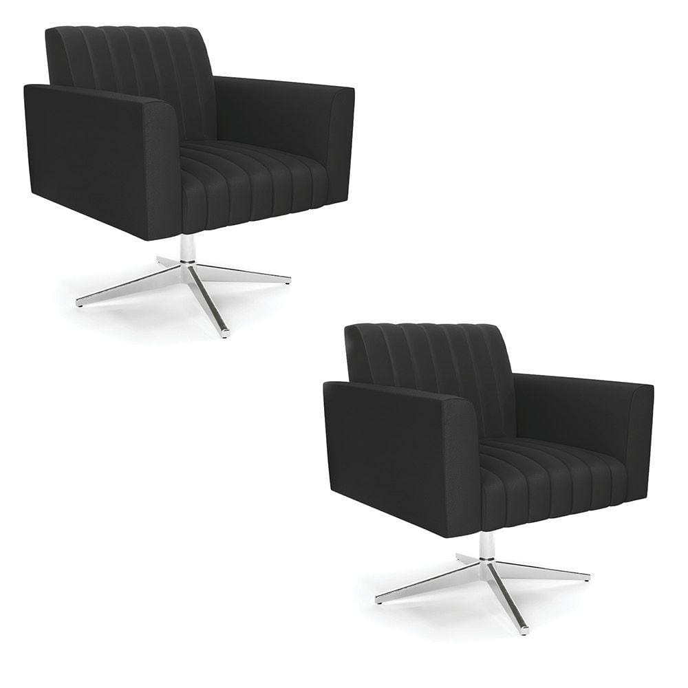 Kit 2 Poltronas Giratória Viena Gomada Corino Base Cromada - D`Rossi