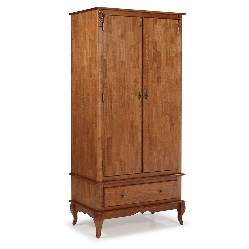 Guarda Roupa Solteiro Madeira Maciça 2 Portas 1 Gaveta 60406 Linz Móveis - Imbuia Glazer