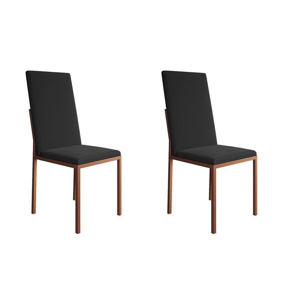 Kit 2 Cadeiras De Jantar Estofadas Mônaco Premium Cobre E Preta - Cor: Preto