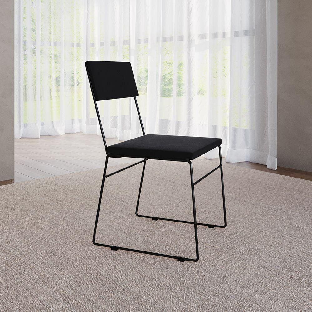 Cadeira De Jantar Estofada Málaga Veludo Preto - Cor: Preto