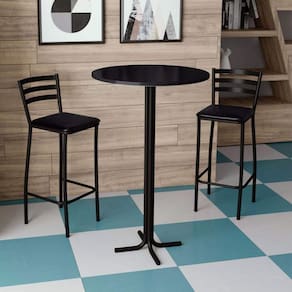 Conjunto Bistrô Mesa Com 2 Banquetas Altas Morumbi Preto E Tampo Preto - Cor: Preto