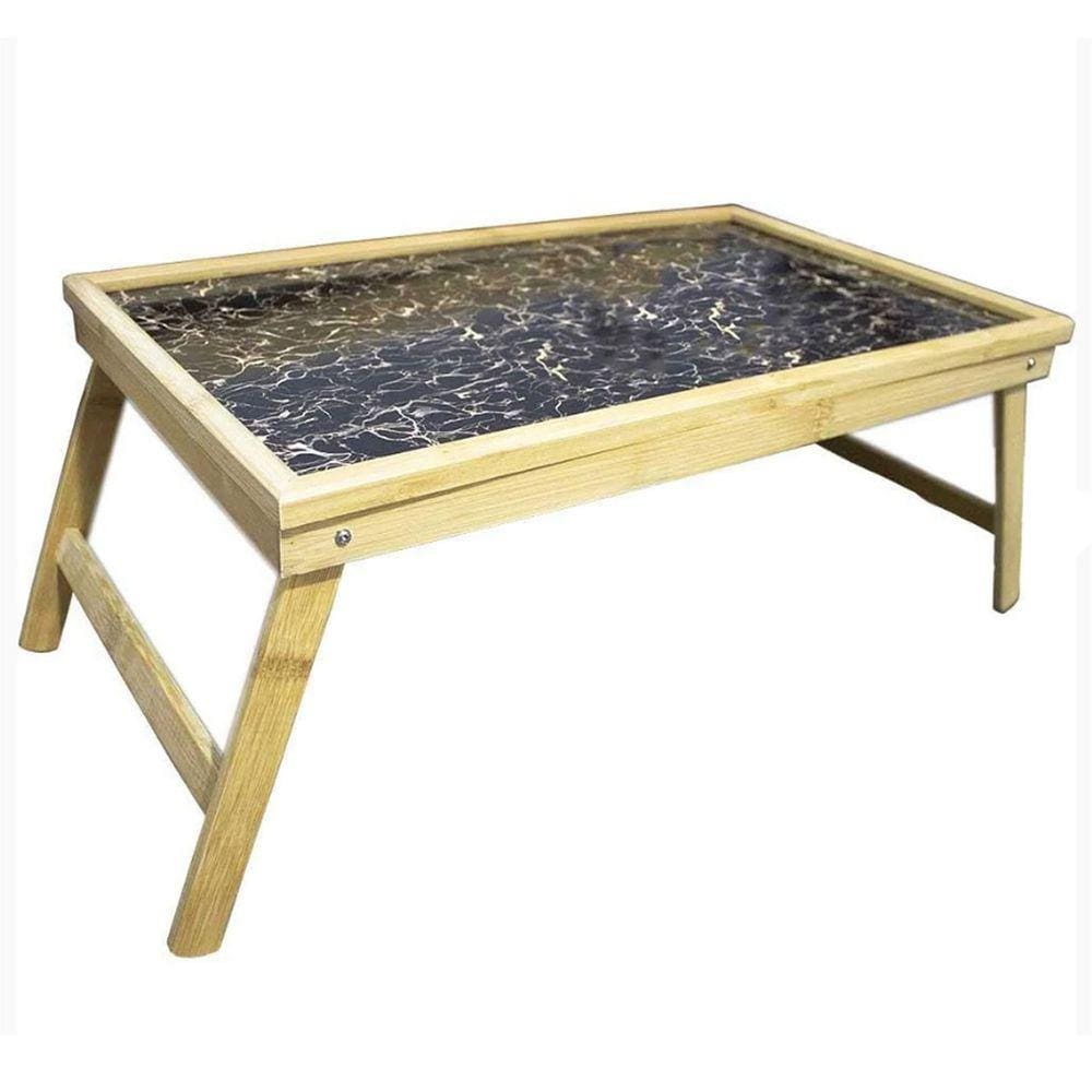 Bandeja Cafe da Manha Bambu Dobravel Cama Lanche Almoço Jantar Pe Retratil Resistente Pratica Espaçoso Ecologico