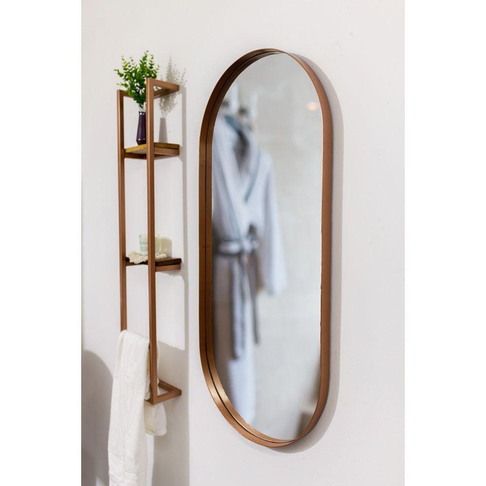Espelho Luxo Oval Decorativo 115X60cm Banheiro Sala Quarto Hall Moldura Bronze