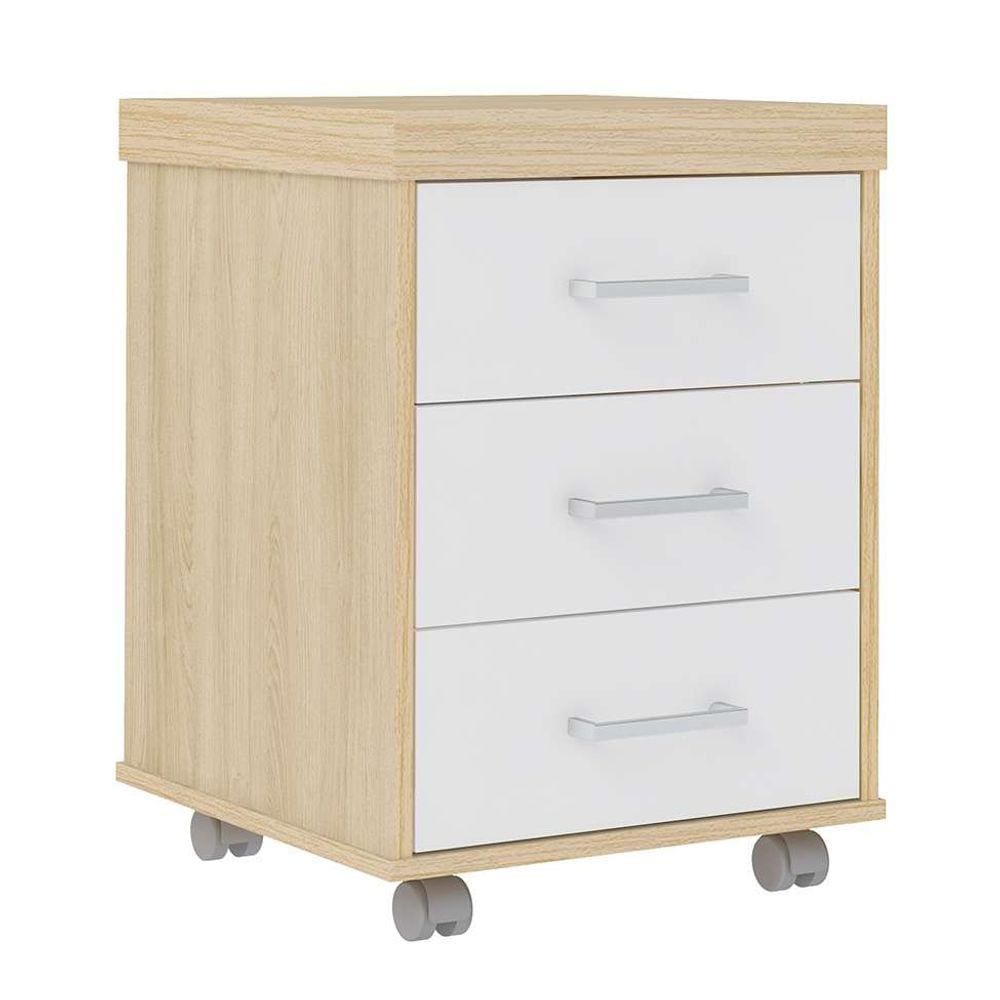 gaveteiro thomas 3 gv carvalho e branco