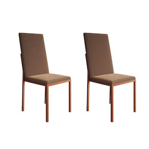 conjunto com 2 cadeiras mônaco premium veludo marrom e cobre