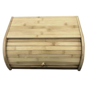Porta Pão Em Bambu Abre Fecha Com Pegador L40X P27 X A16,5Cm