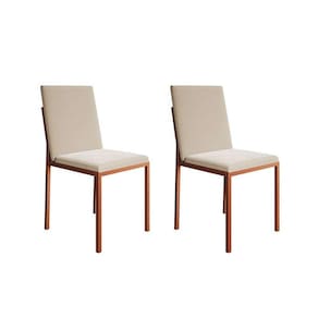 conjunto com 2 cadeiras mônaco veludo bege e cobre
