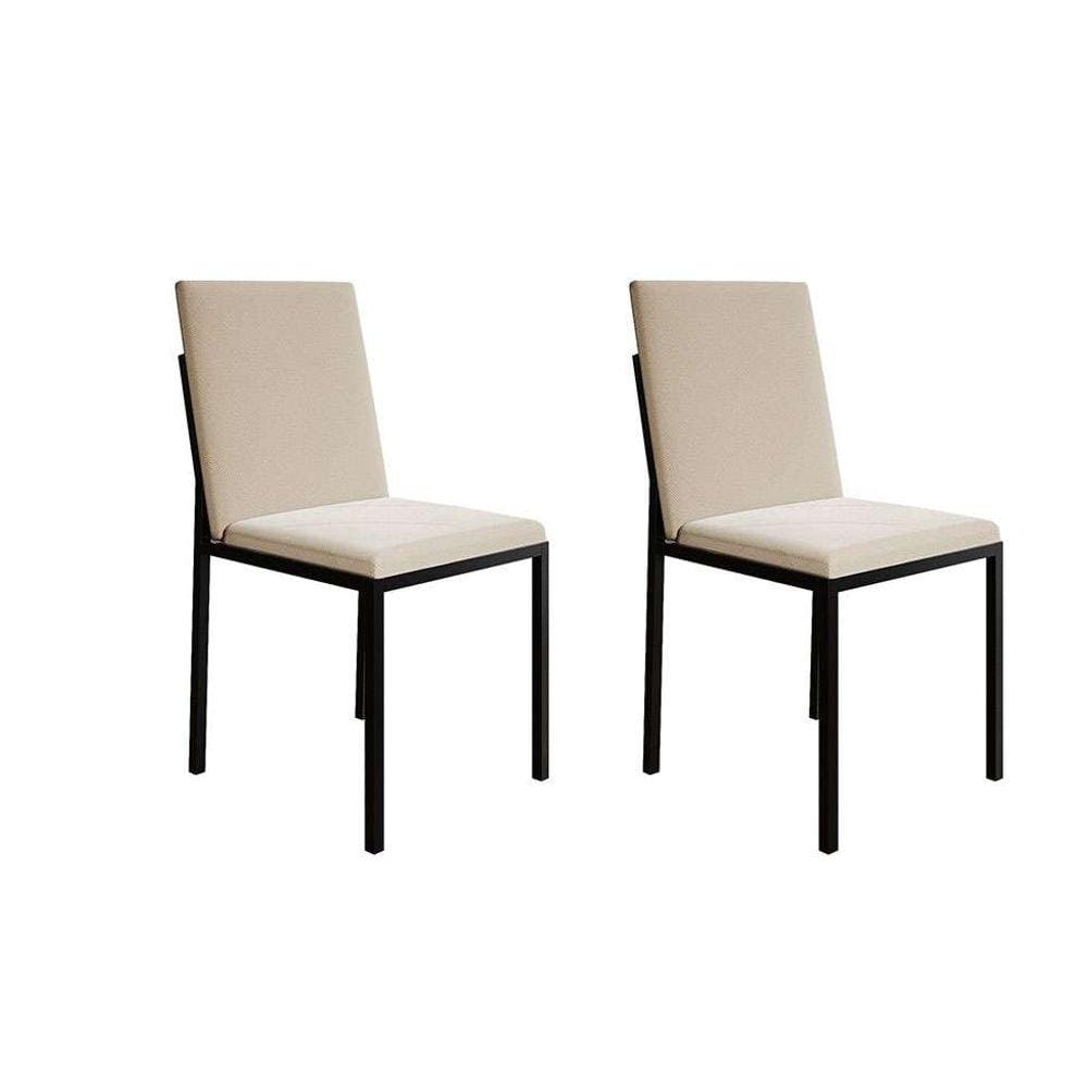 conjunto com 2 cadeiras mônaco veludo bege e preto