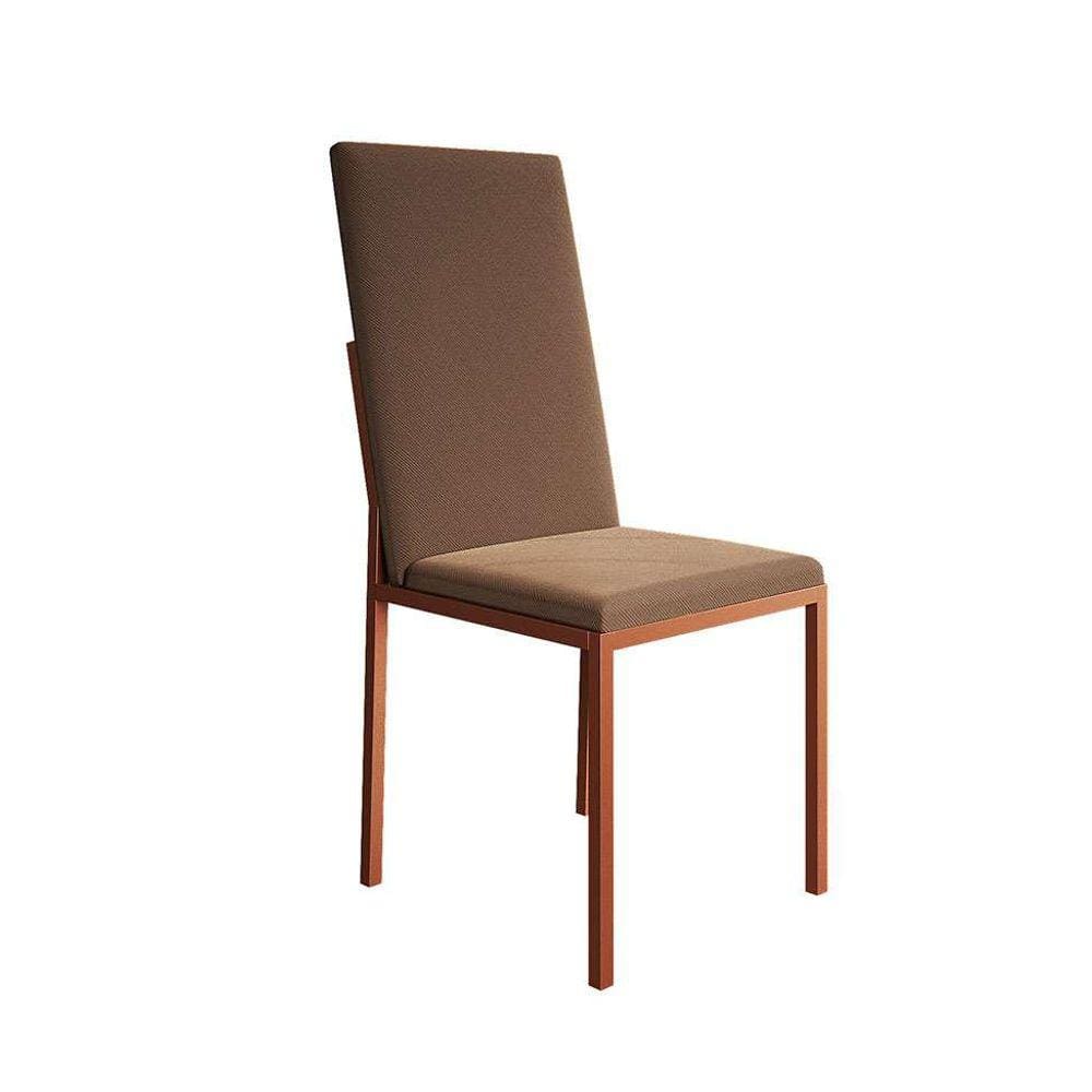 cadeira mônaco premium veludo marrom e cobre