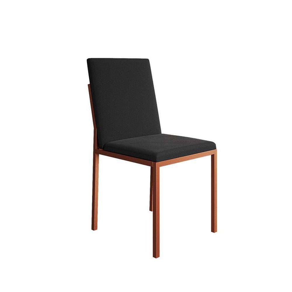 cadeira mônaco veludo preta e cobre