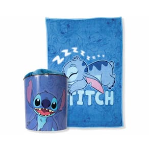 Cobertor Manta Com Balde 5L Pipoca Stitch Disney Infantil