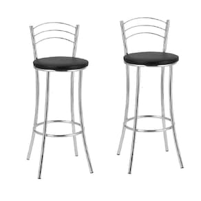 Kit 2 Banquetas Cromadas BC26-A A101 Cromado/Preto
