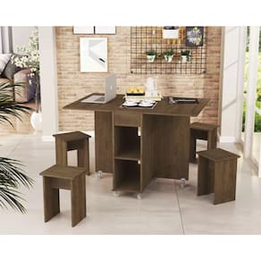 Mesa De Jantar Jade Dobravél  Apartamento Lazer 120 Cm -100% MDF -Multifuncional - Castanho