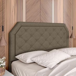 Cabeceira Estofada Cama Box Queen Florença Suede Capuccino - Móveis Arapongas