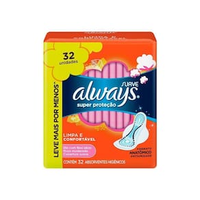 Absorvente Always Super Proteção Suave Com Abas Embalagem c/ 32 Unidades