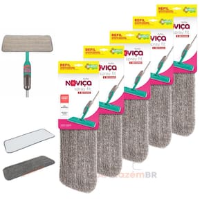 Kit 5 Refil Mop Spray Brilhus Noviça Spray Fit Tecido Microfibra Limpeza Chão - BTN2050R Bettanin