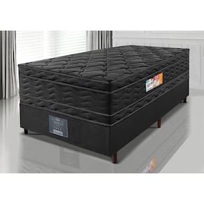 Cama Box Solteiro Colchão Ortopédico Black + Box 88x188x71 Double Face Espuma D33 Preto