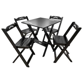 Conjunto Mesa Dobrável 60x60 Com 4 Cadeiras De Madeira Personalizada Jack Preta - Cor: Preto