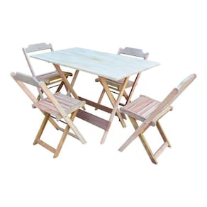 Jogo De Mesa De Madeira 1,20X70 C/ 04 Cadeiras Crua - Marrom