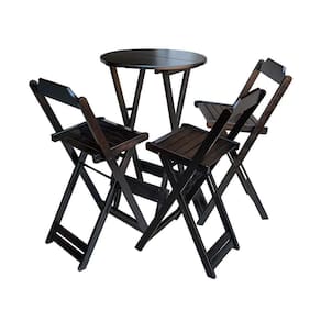Jogo De Mesa Bistrô De Madeira Dobrável Com 3 Banquetas - Tabaco
