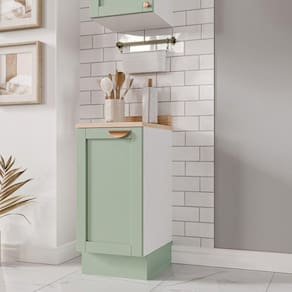 Cozinha Modulada 6 Peças com Tampo 3 Aéreos 6 Portas e 3 Balcões Arizona CabeCasa MadeiraMadeira Branco/Menta