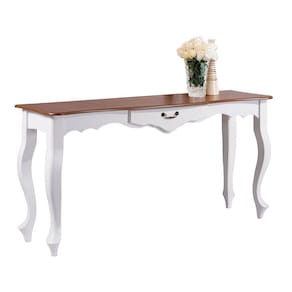 Aparador de Sala 116cm com Pés Luis XV e 1 Gaveta 70810 Linz Móveis - Branco/Imbuia