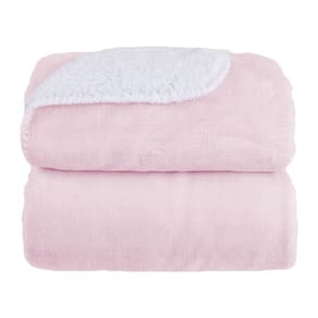 Cobertor Laço Bebê Sherpam Liso 90x110cm Rosa Claro