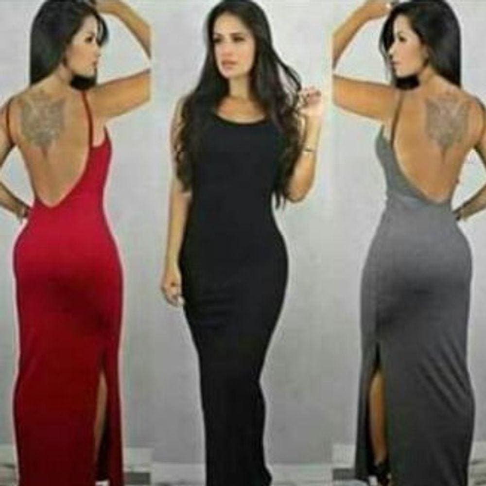 Vestido longo aberto store na perna simples