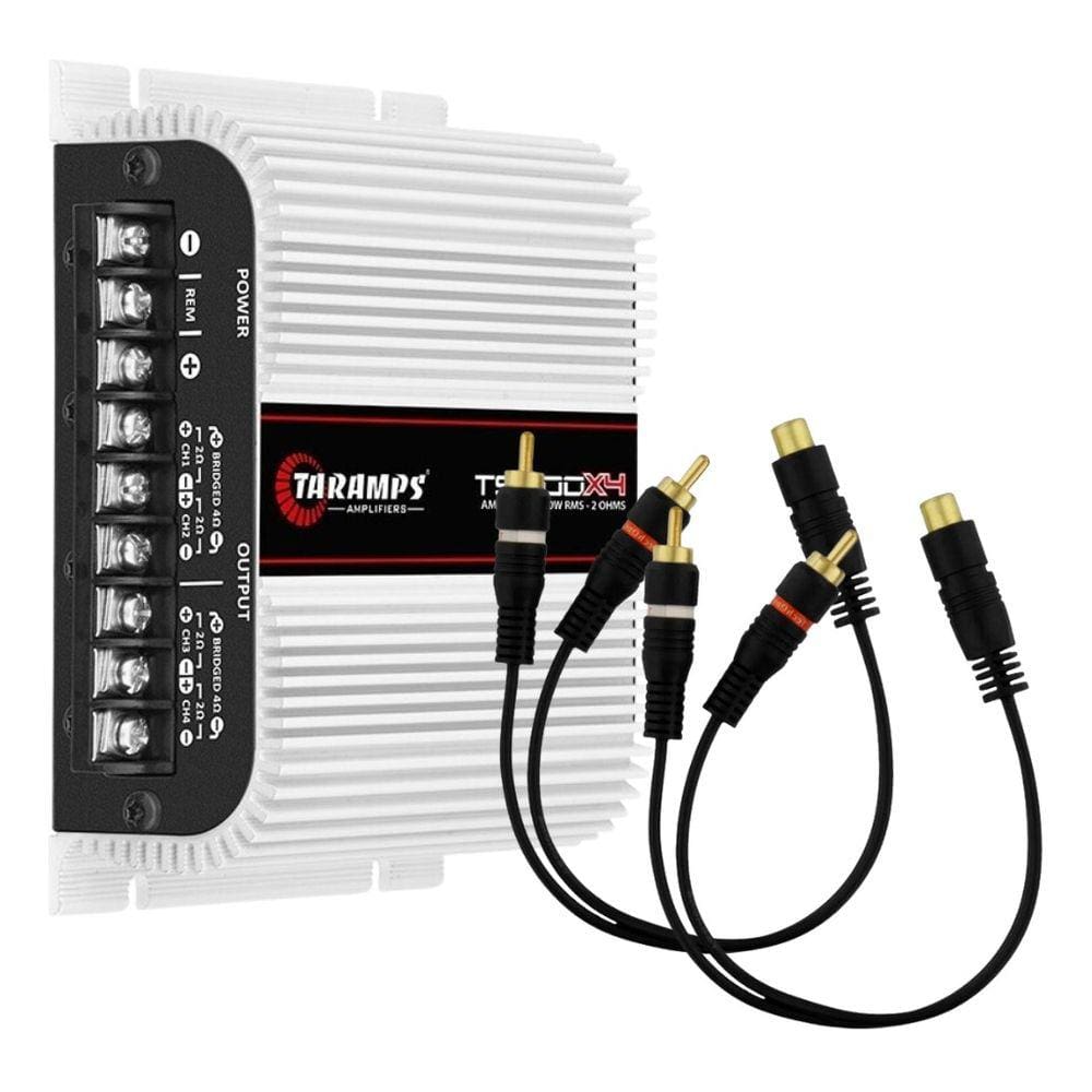 Modulo Amplificador Taramps Ts400x4 400 Watts Rms + 2 Cabos Y 2 Machos / 1 Fêmea