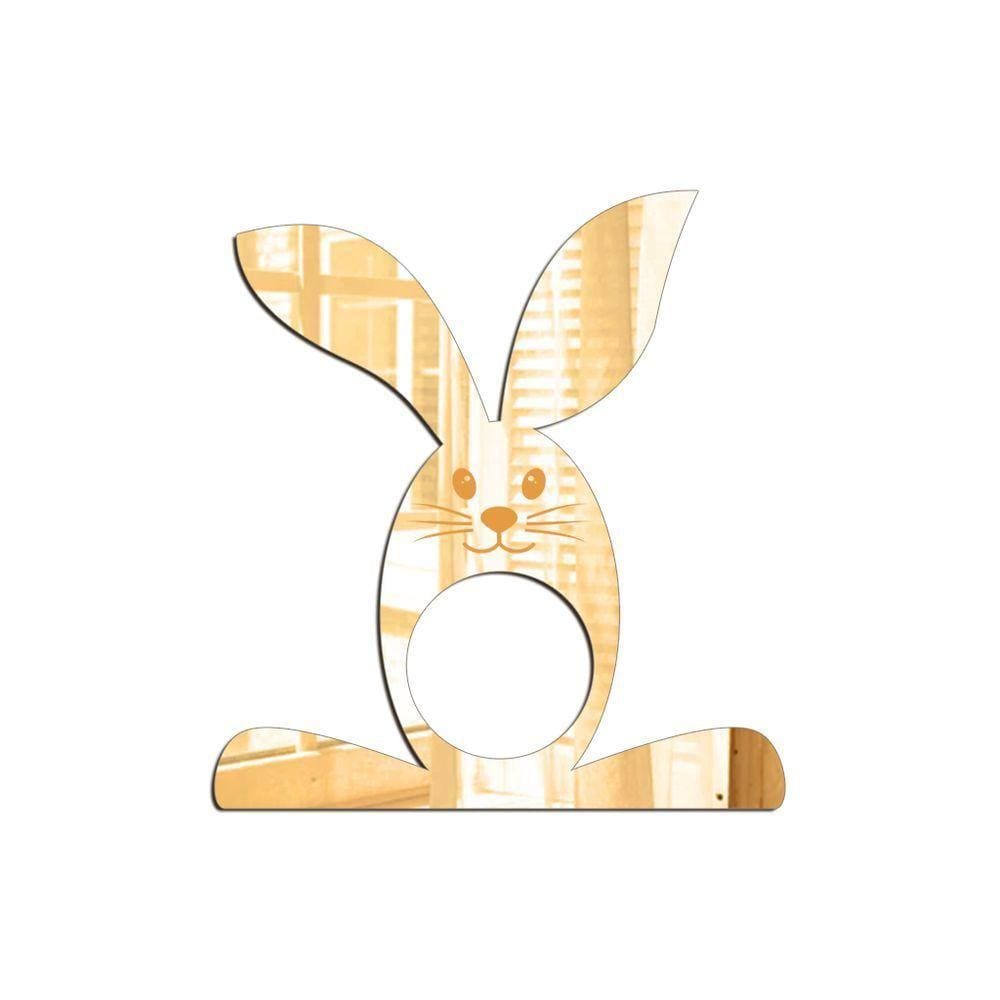 Porta Guardanapo Coelho Com Carinha Espelhado Kit 4 Peças 9cmx9,8cm - Cria Arte Laser Dourado