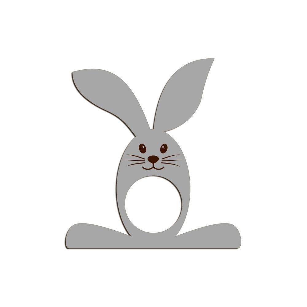 Porta Guardanapo Coelho Com Carinha 9cmx9,8cm Kit 4 Peças - Cria Arte Laser Cinza