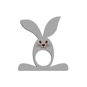Porta Guardanapo Coelho Com Carinha 9cmx9,8cm Kit 4 Peças - Cria Arte Laser Cinza