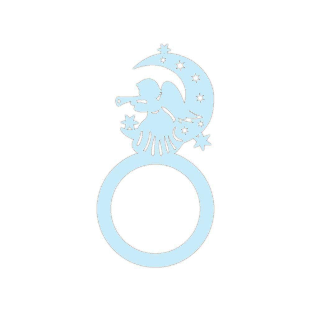 Porta Guardanapo Anjo De Natal Kit Com 4 Peças 4,5cmx8,5cm - Cria Arte Laser Azul Claro