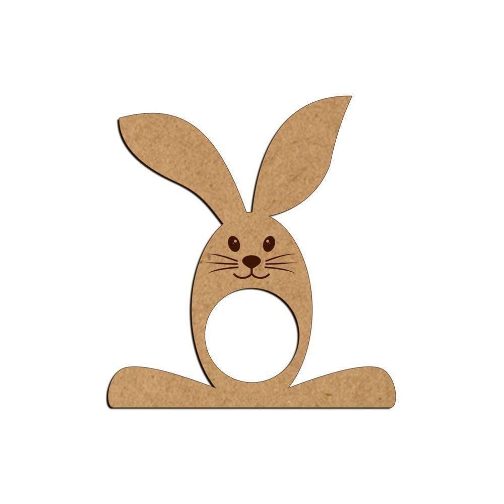 Porta Guardanapo Carinha Coelho Mdf Cru Kit 4 Peças 9cmx9,8cm - Cria Arte Laser Cru